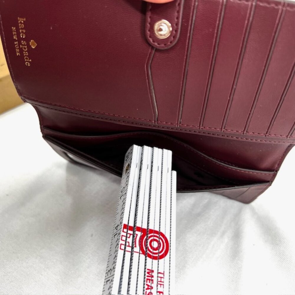 Vgt  ALOP  Milan Wallet made Italy  Ostritch Brown & Kate Spade N.Y. Burgendy 15 - Picture 15 of 15